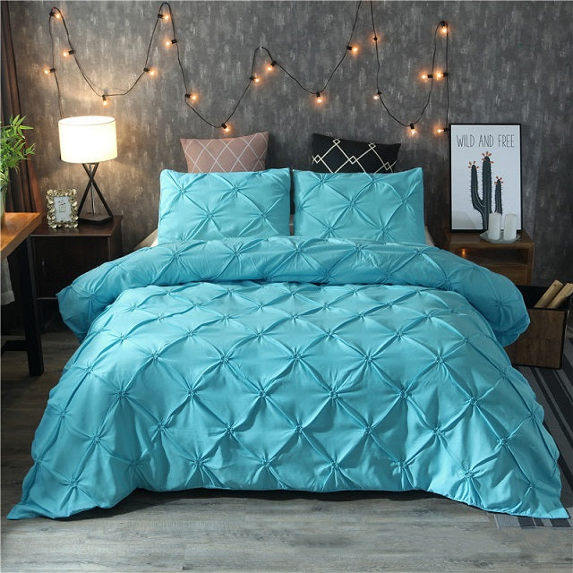 White Duvet Cover Set Pinch Pleat 2/3pcs Twin/Queen/King Size Bedclothes Bedding Sets