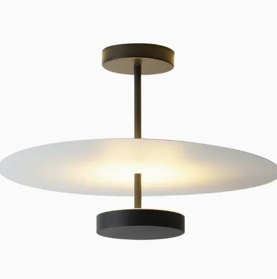 Modern eprolo LED ceiling light with a flat white disc and black metallic accents