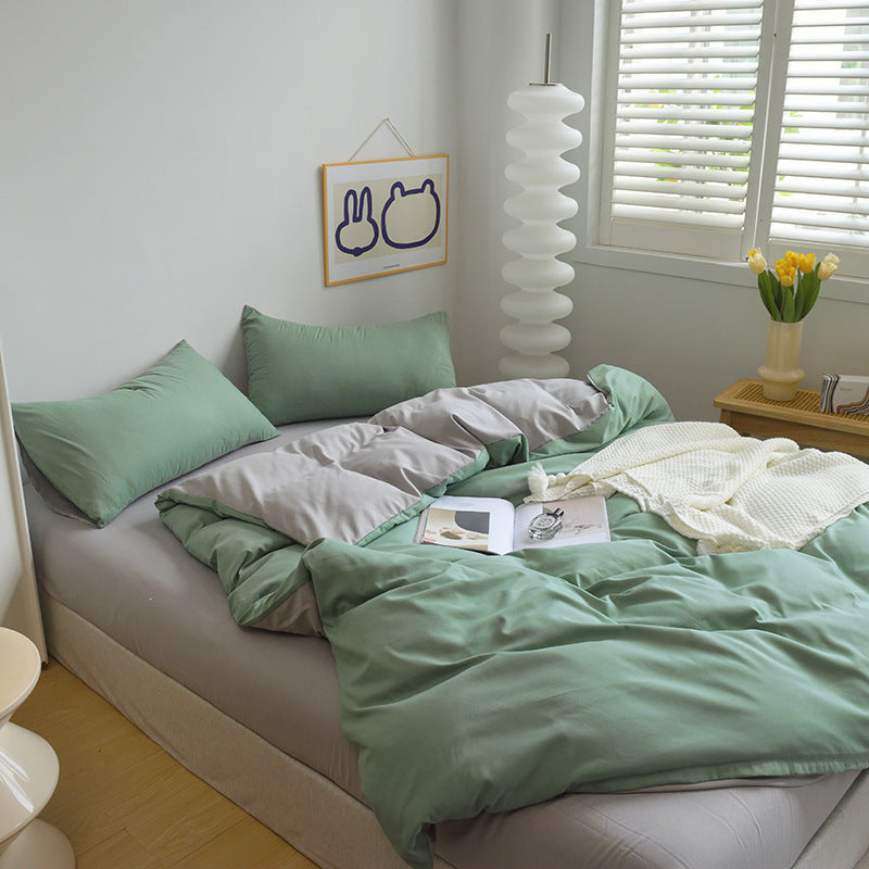 Solid Color Brushed Minimalist INS Style Four-Piece Bedding Set Quilt Cover and Sheet