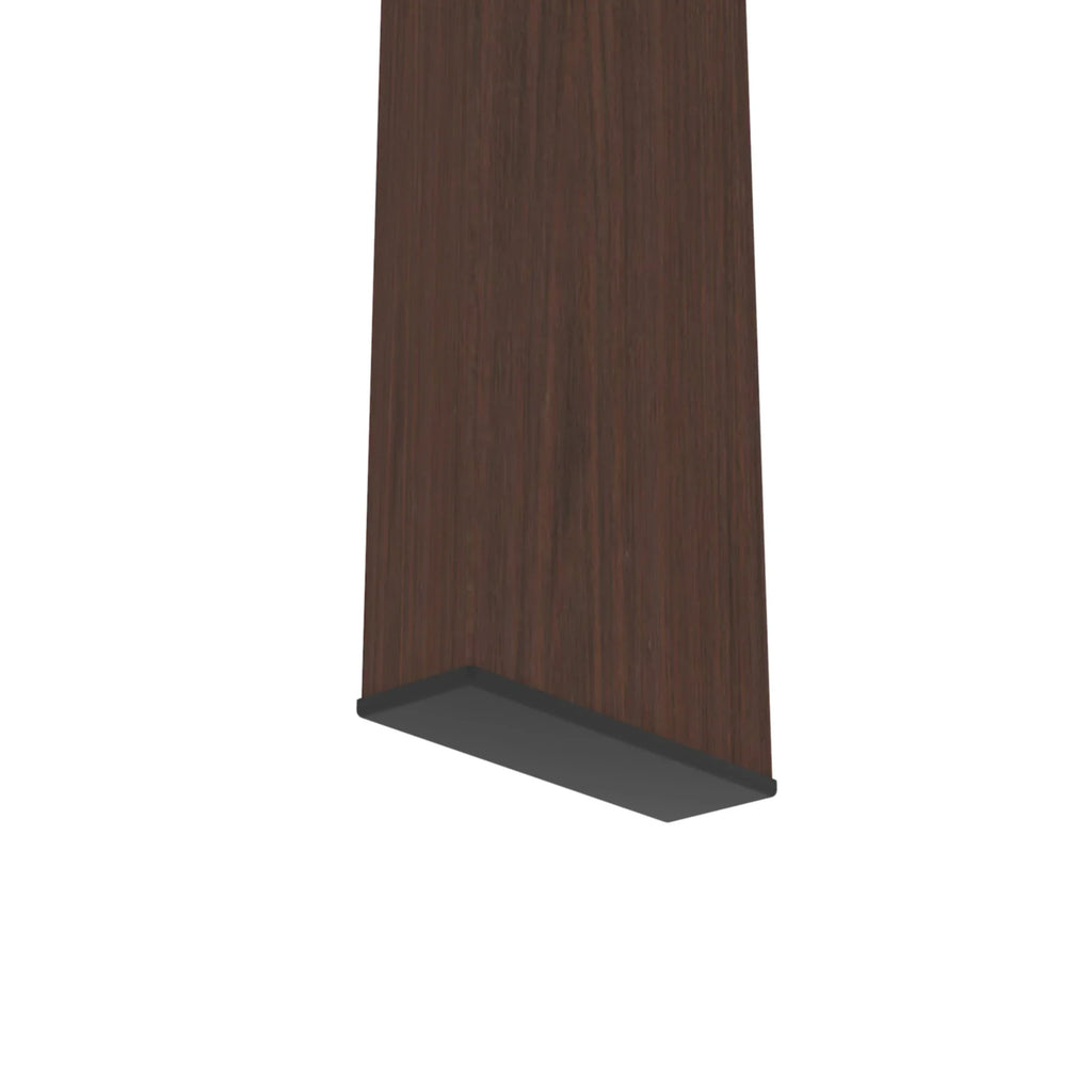 Close-up of a dark walnut wood grain finish on an eprolo modern coffee table leg.