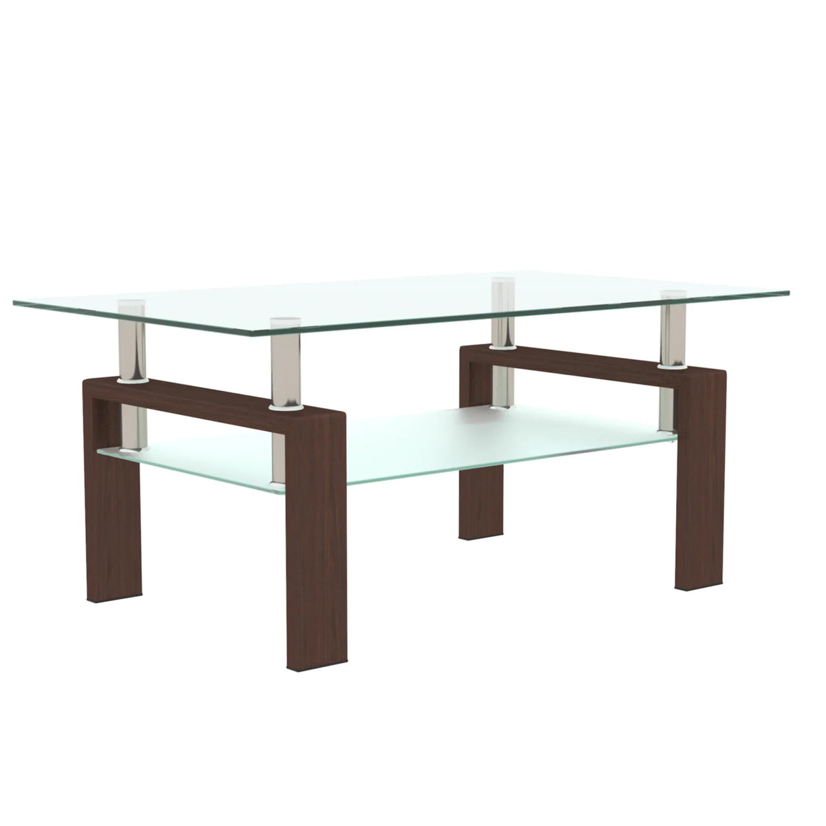 Modern eprolo rectangle walnut and clear glass coffee table for living room furniture