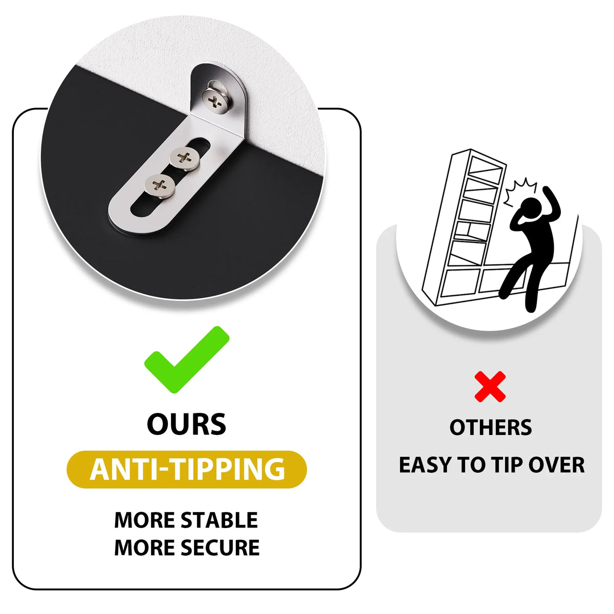 eprolo anti-tipping hardware kit for secure kitchen buffet locker installation