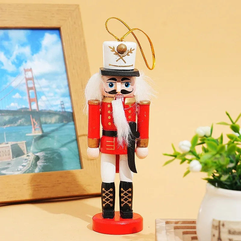 Set of five 12cm wooden Christmas nutcracker pendants by eprolo for holiday decor.