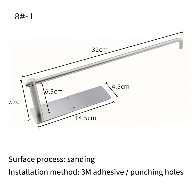 Black perforated stainless steel kitchen tissue holder by eprolo, 32cm long with 14.5cm base.