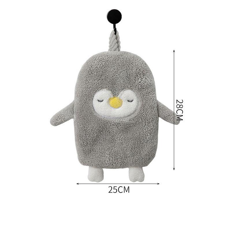 Cute penguin shaped coral velvet absorbent hand towel for bathroom by eprolo