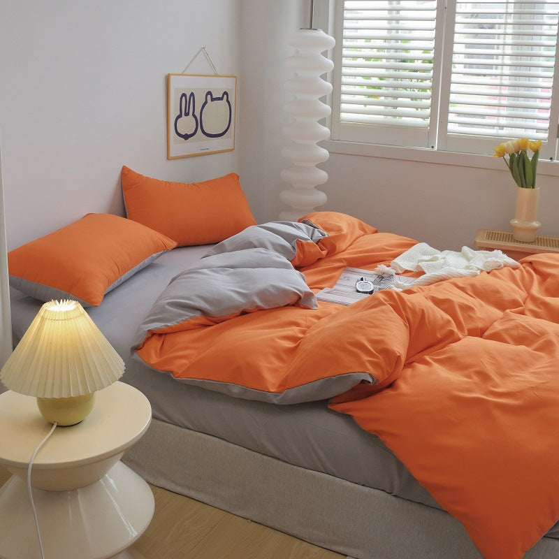 Solid Color Brushed Minimalist INS Style Four-Piece Bedding Set Quilt Cover and Sheet