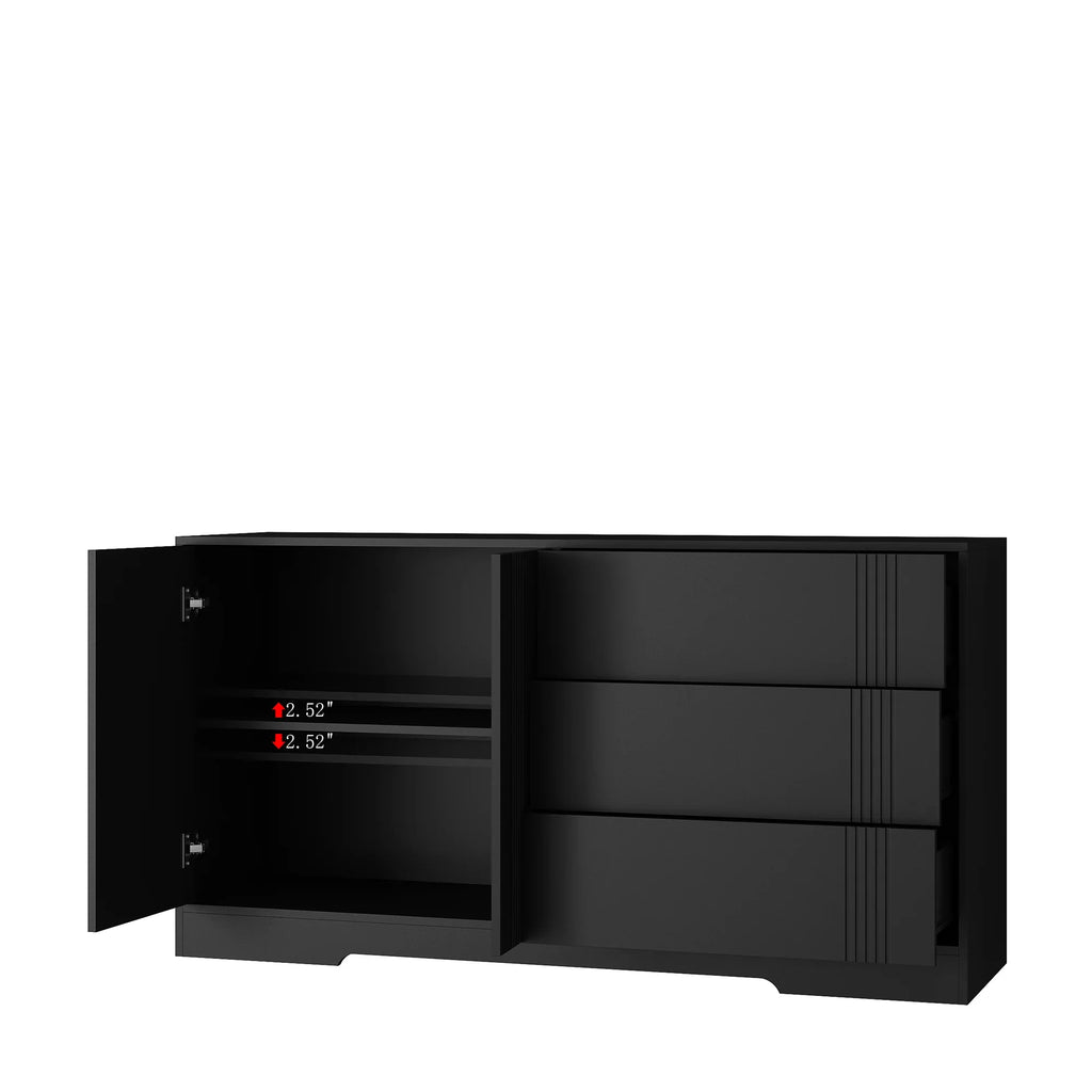 Black eprolo modern kitchen buffet with storage drawers and adjustable shelving