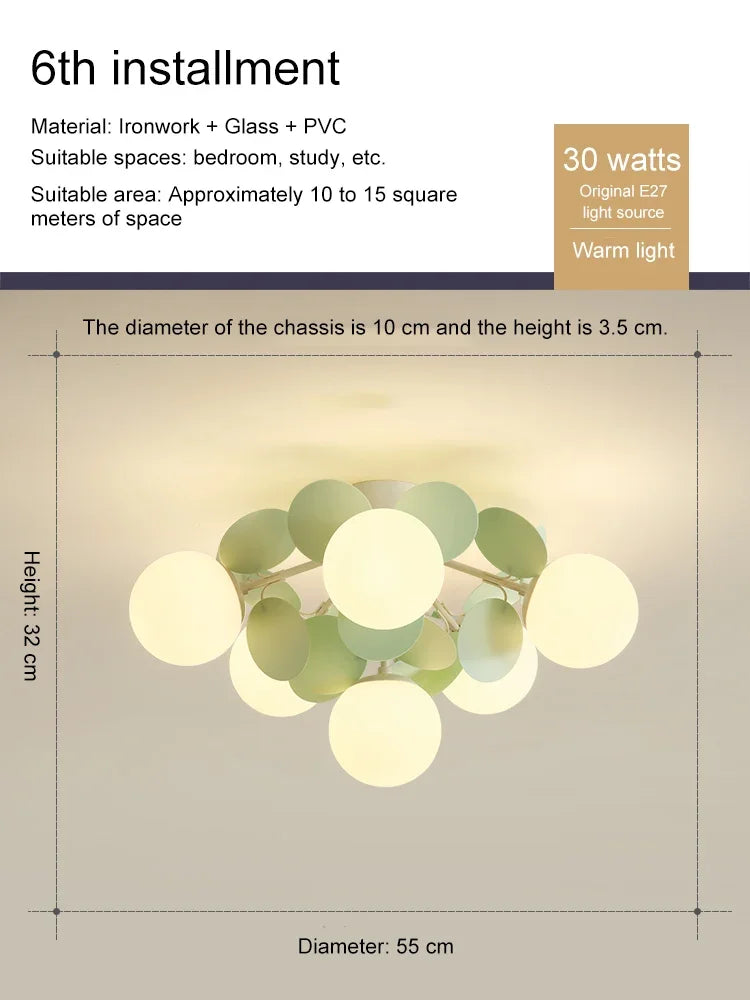 Creative Magic Bean ceiling light with glass globes for bedroom or study by eprolo
