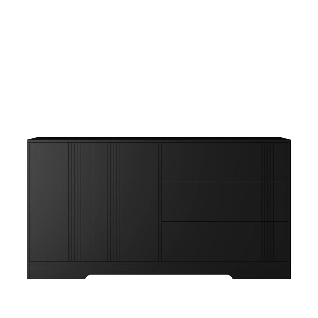 Modern black eprolo kitchen buffet with storage doors and drawers