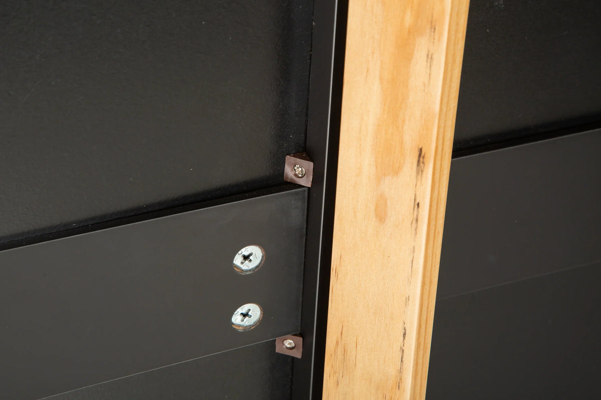 Close-up of metal joints and screws on a mobile kitchen island by eprolo.
