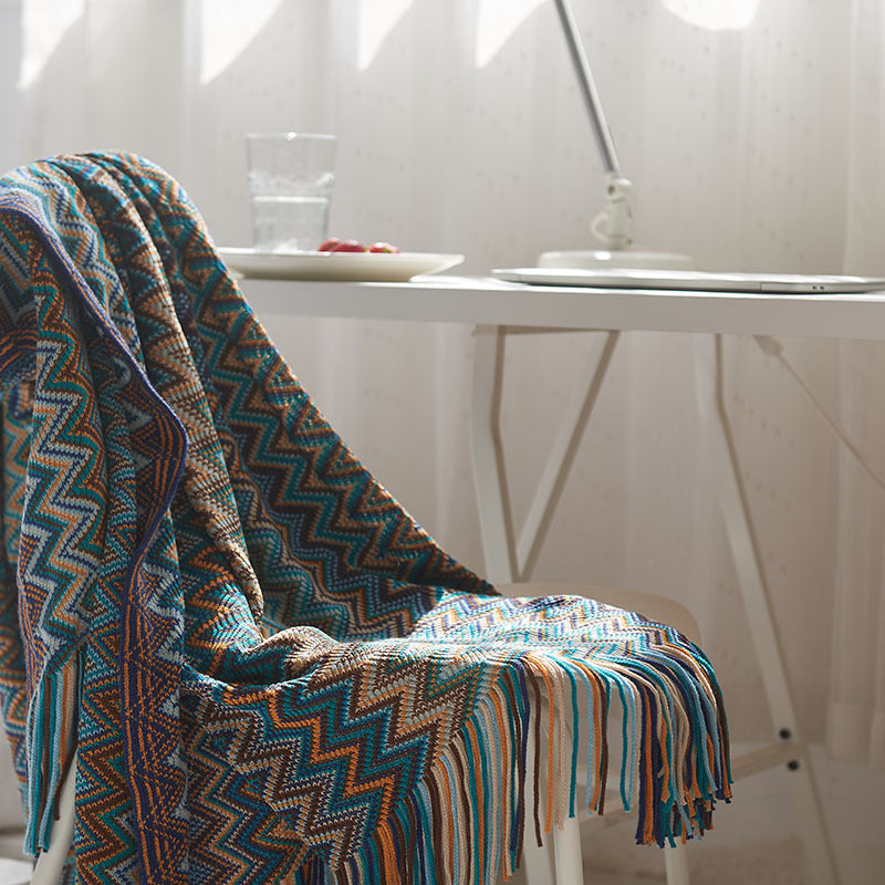 Knitted Bohemian Sofa Blanket