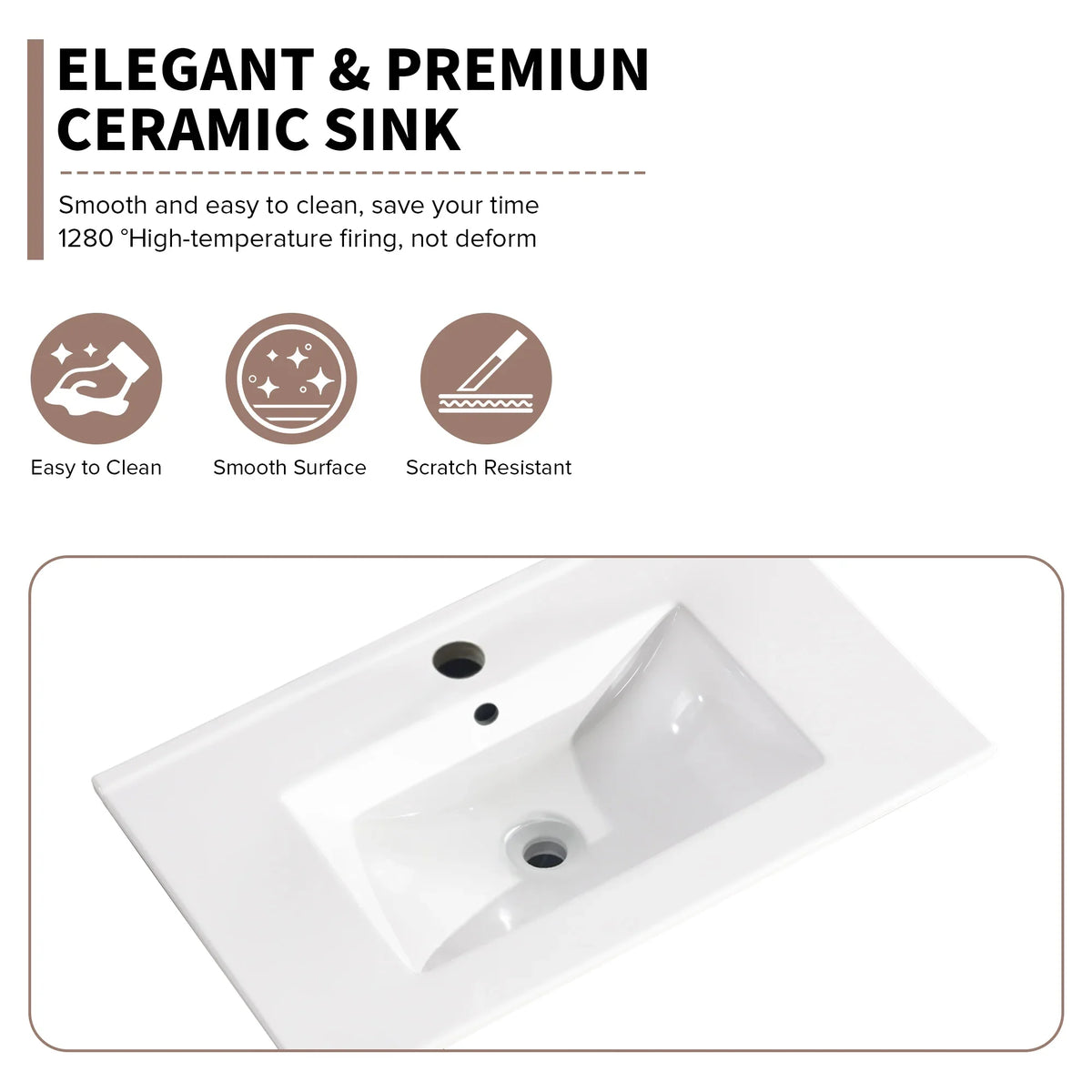 eprolo 30 inch white ceramic bathroom sink basin with high-temperature firing features