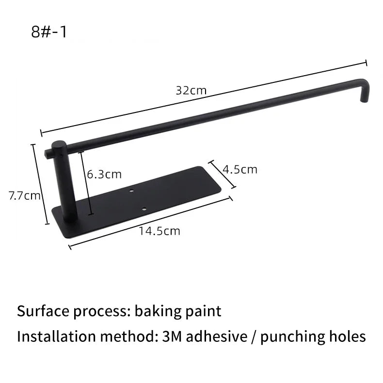 Black perforated stainless steel kitchen tissue holder by eprolo with 32cm rod.