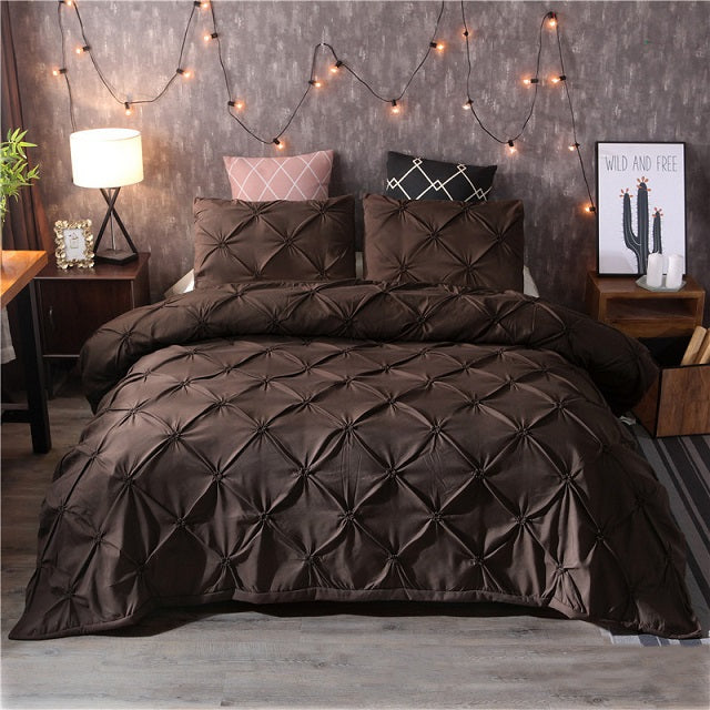 White Duvet Cover Set Pinch Pleat 2/3pcs Twin/Queen/King Size Bedclothes Bedding Sets