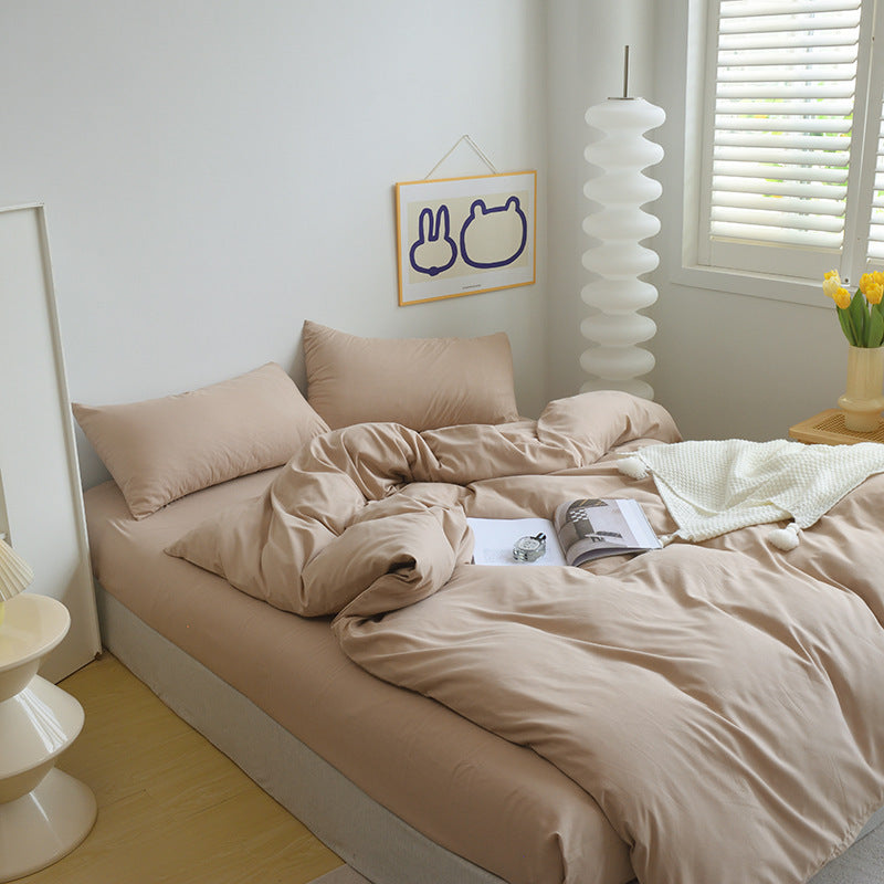 Solid Color Brushed Minimalist INS Style Four-Piece Bedding Set Quilt Cover and Sheet