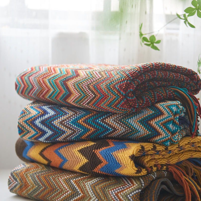 Knitted Bohemian Sofa Blanket