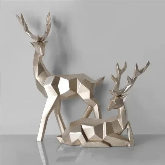 Geometric eprolo resin deer figurines, gold fortune deer home decoration for living room.