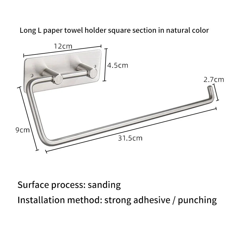eprolo stainless steel kitchen paper towel holder with square mounting plate in natural color