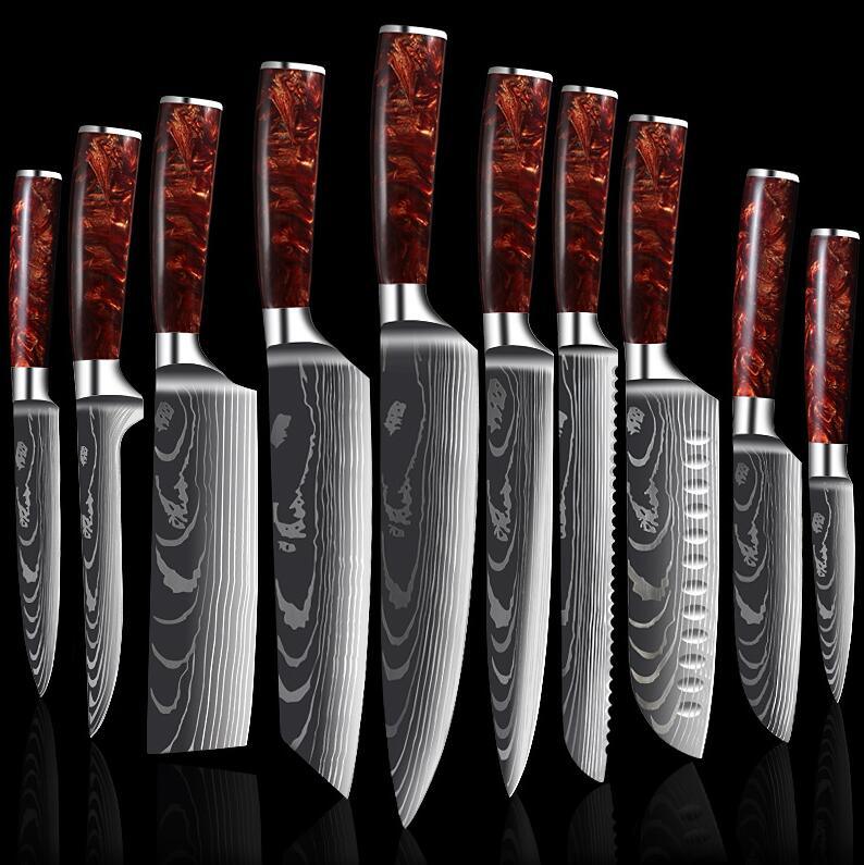 eprolo professional Japanese chef knife set with high carbon stainless steel pattern blades