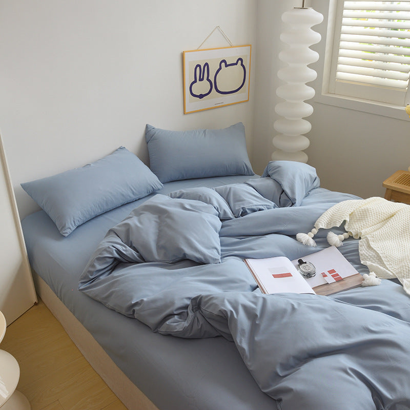 Solid Color Brushed Minimalist INS Style Four-Piece Bedding Set Quilt Cover and Sheet