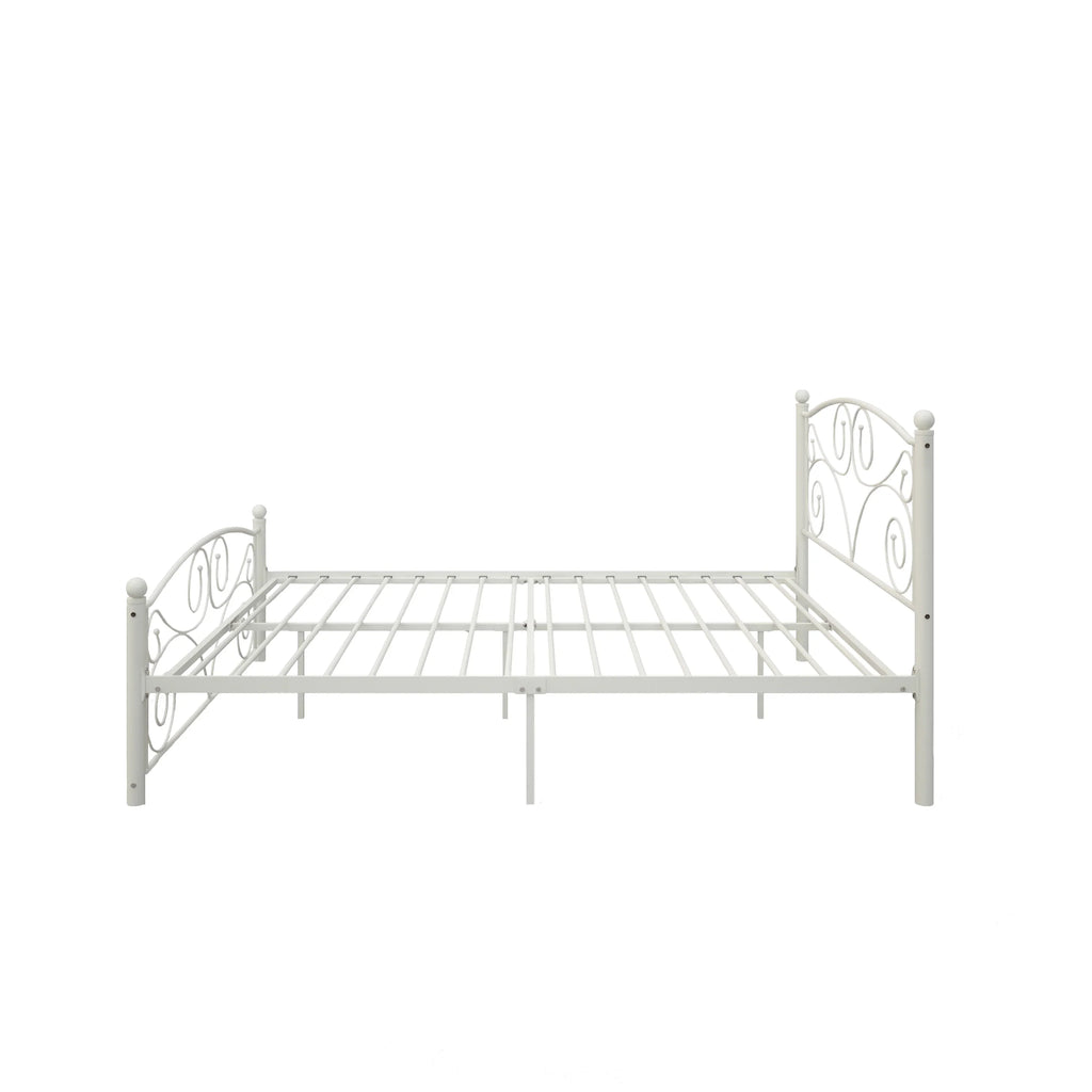 Modern white metal full bed frame with flower design by eprolo