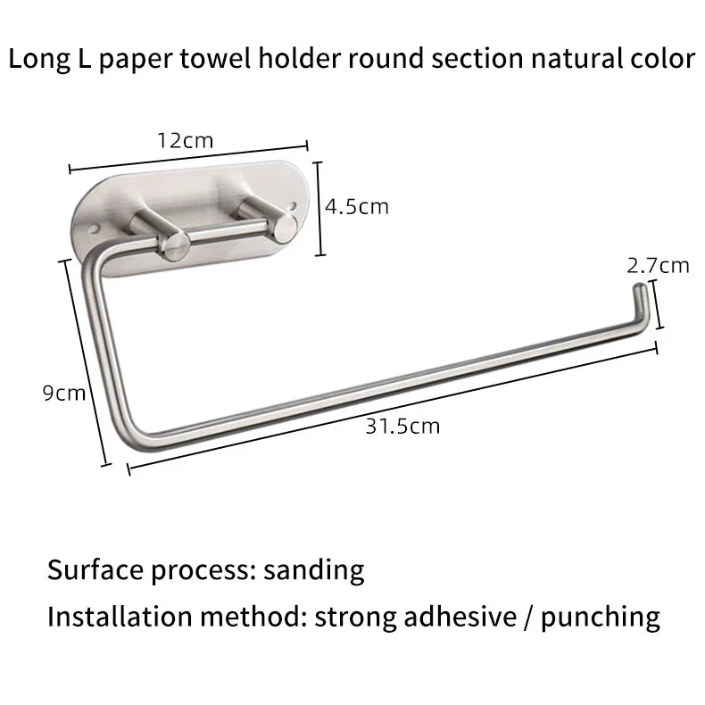 eprolo stainless steel L-shaped kitchen paper towel holder with dimensions and sanding finish