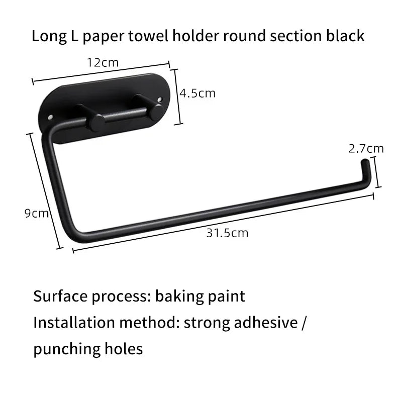 eprolo black stainless steel L-shaped kitchen paper towel holder with dimensions