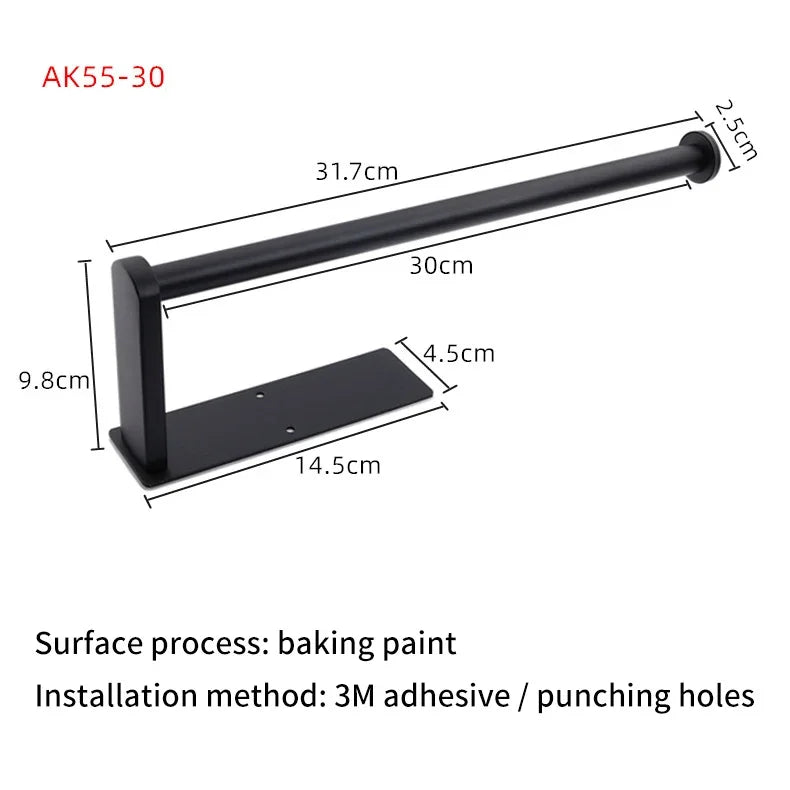 eprolo black stainless steel kitchen roll holder with dimensions and baking paint finish