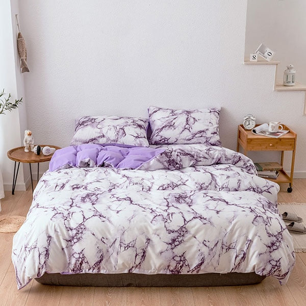 Comfortable White Marble Pattern Printed Duvet Cover (2/3 Piece Set)