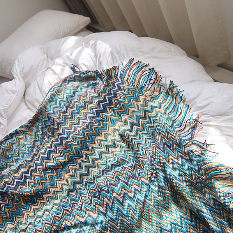 Knitted Bohemian Sofa Blanket