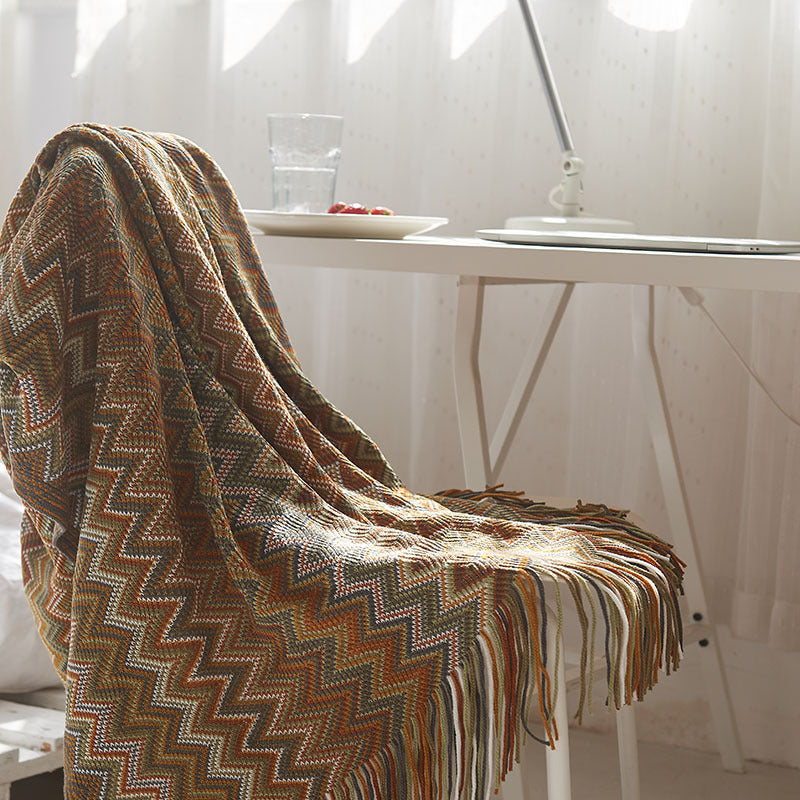 Knitted Bohemian Sofa Blanket
