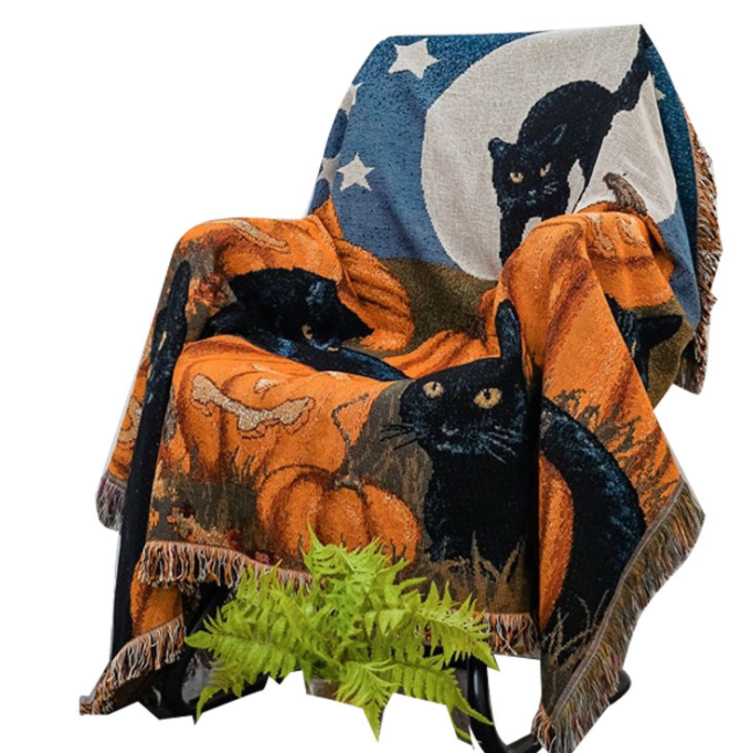 Halloween style tassel throw blanket