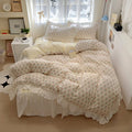 Skin friendly French romantic lace washed cotton printed bed bedding skirt four piece set