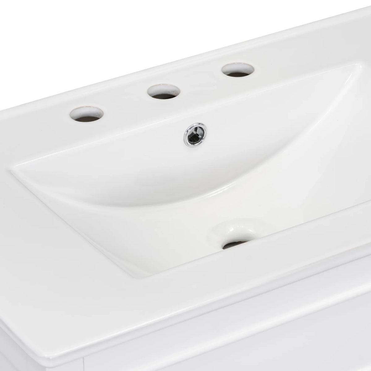 White 30 inch bathroom vanity sink top with three faucet holes by eprolo