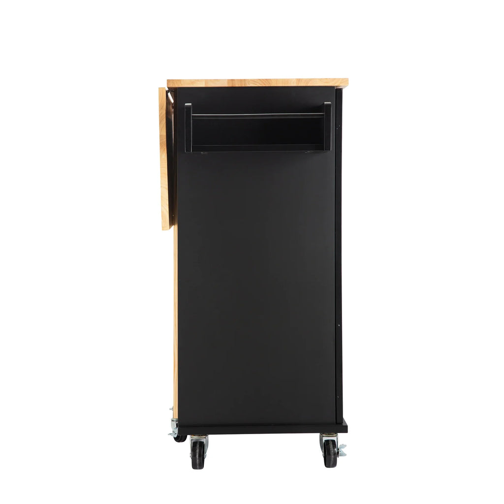 eprolo mobile kitchen island with extensible rubber wood countertop and black finish
