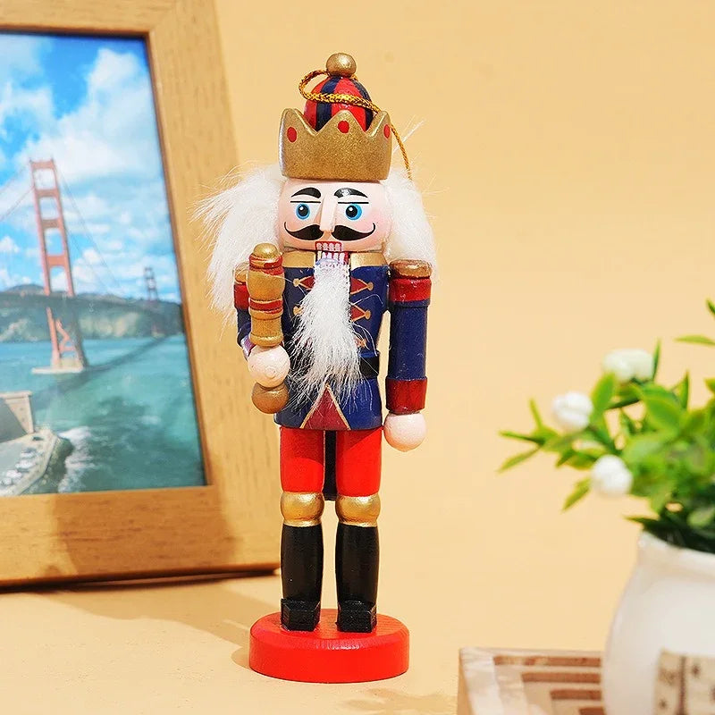Hand-painted wooden nutcracker doll with a gold crown and white beard by eprolo.