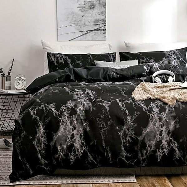 Comfortable White Marble Pattern Printed Duvet Cover (2/3 Piece Set)