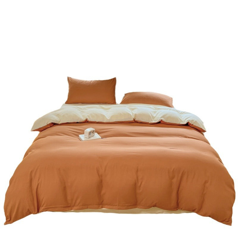 Solid Color Brushed Minimalist INS Style Four-Piece Bedding Set Quilt Cover and Sheet