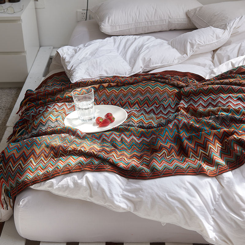 Knitted Bohemian Sofa Blanket