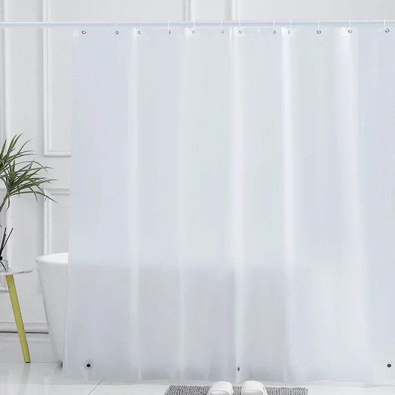 eprolo frosted white plastic shower curtain liner with metal eyelets in a bathroom