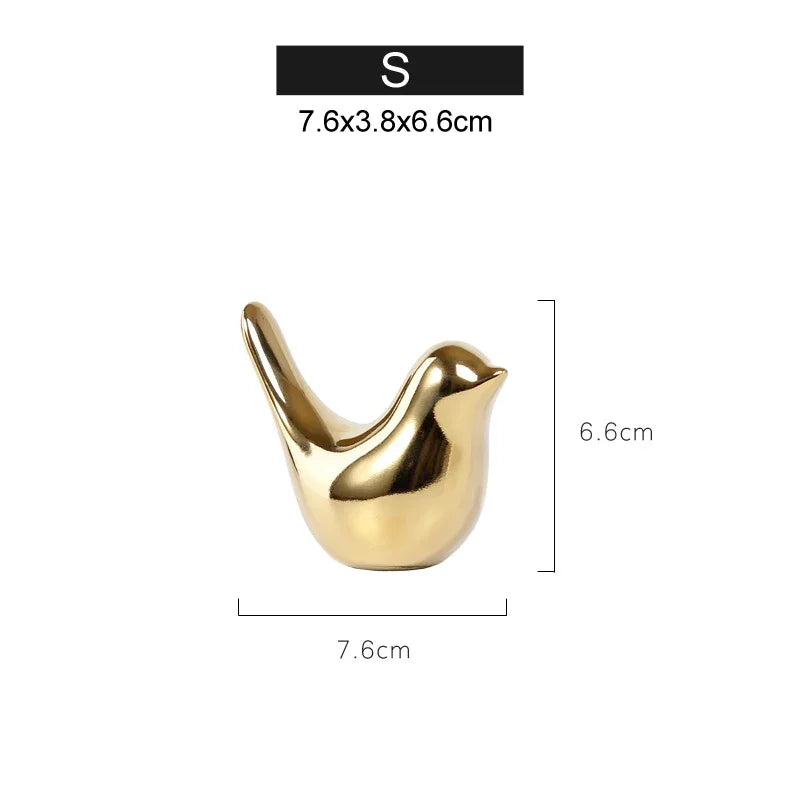 Nordic Creative Golden Ceramic Bird Ornament by eprolo with dimensions 7.6x3.8x6.6cm