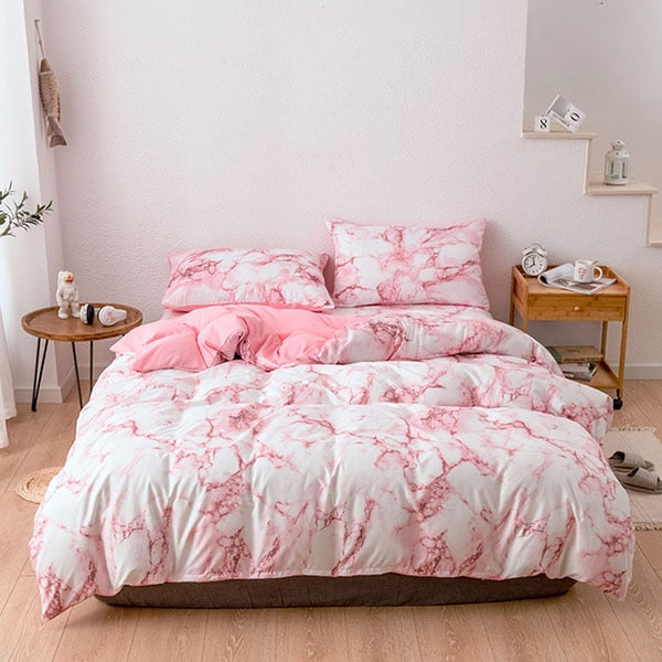 Comfortable White Marble Pattern Printed Duvet Cover (2/3 Piece Set)