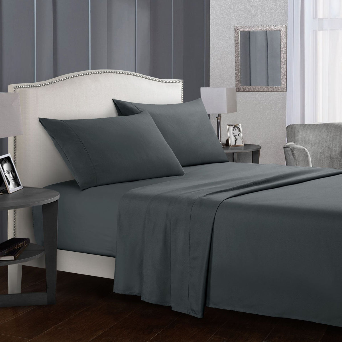 Pure Color Bedding Set Bed Linens Flat Sheet+Fitted Sheet+Pillowcase Queen/ King Size
