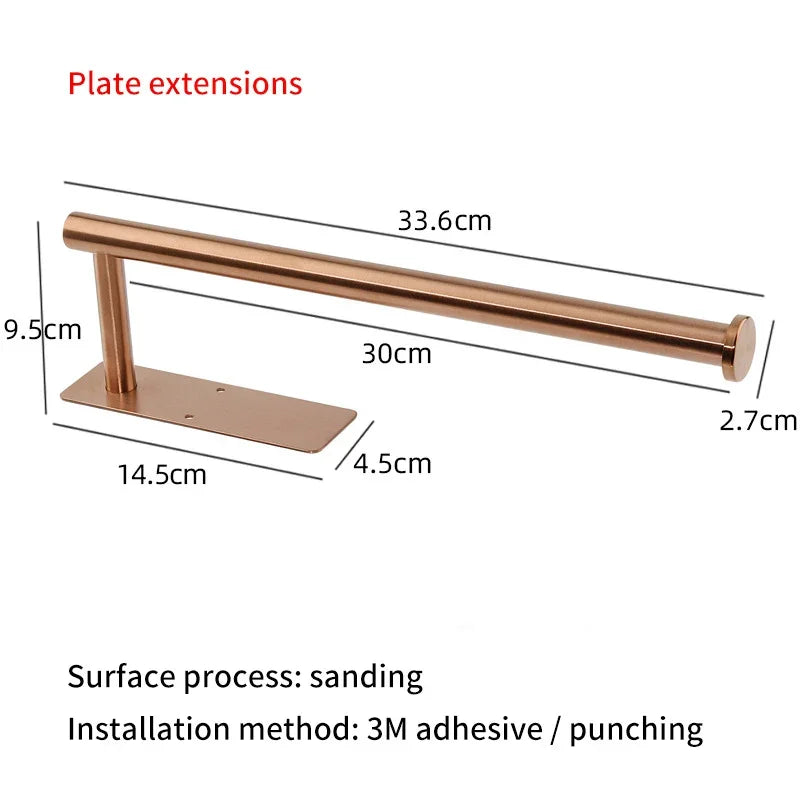 eprolo copper-toned kitchen roll holder with dimensions and sanding surface process