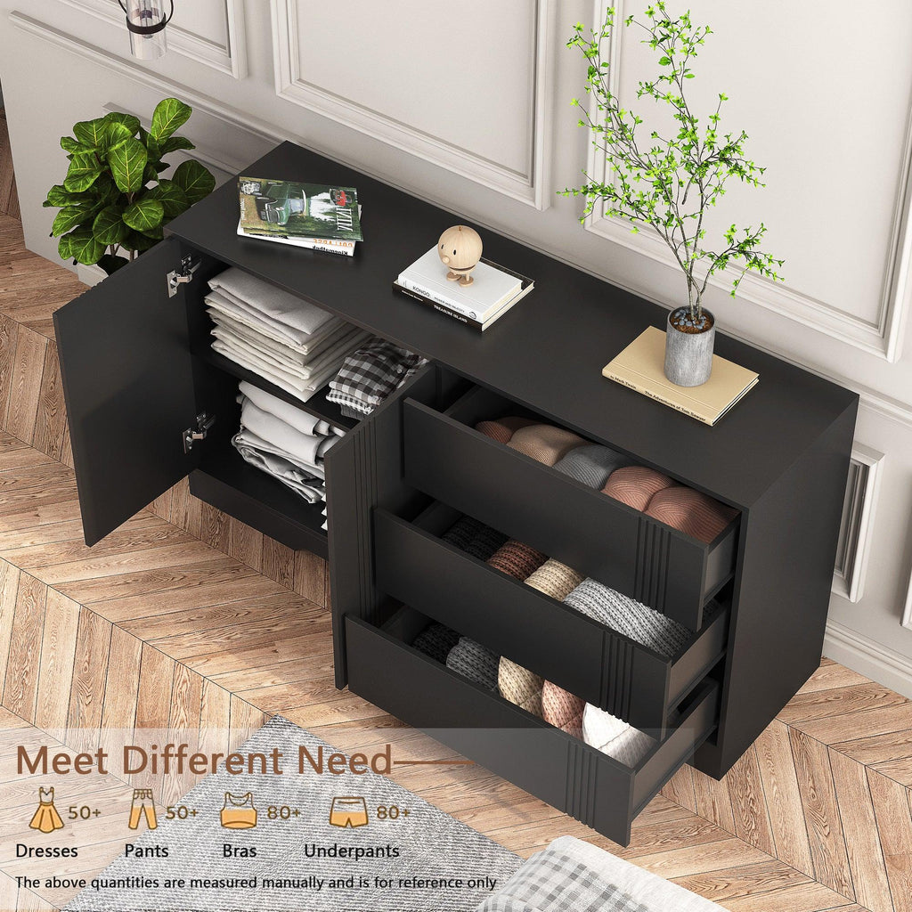 eprolo modern black kitchen buffet locker with storage drawers and shelving for organization