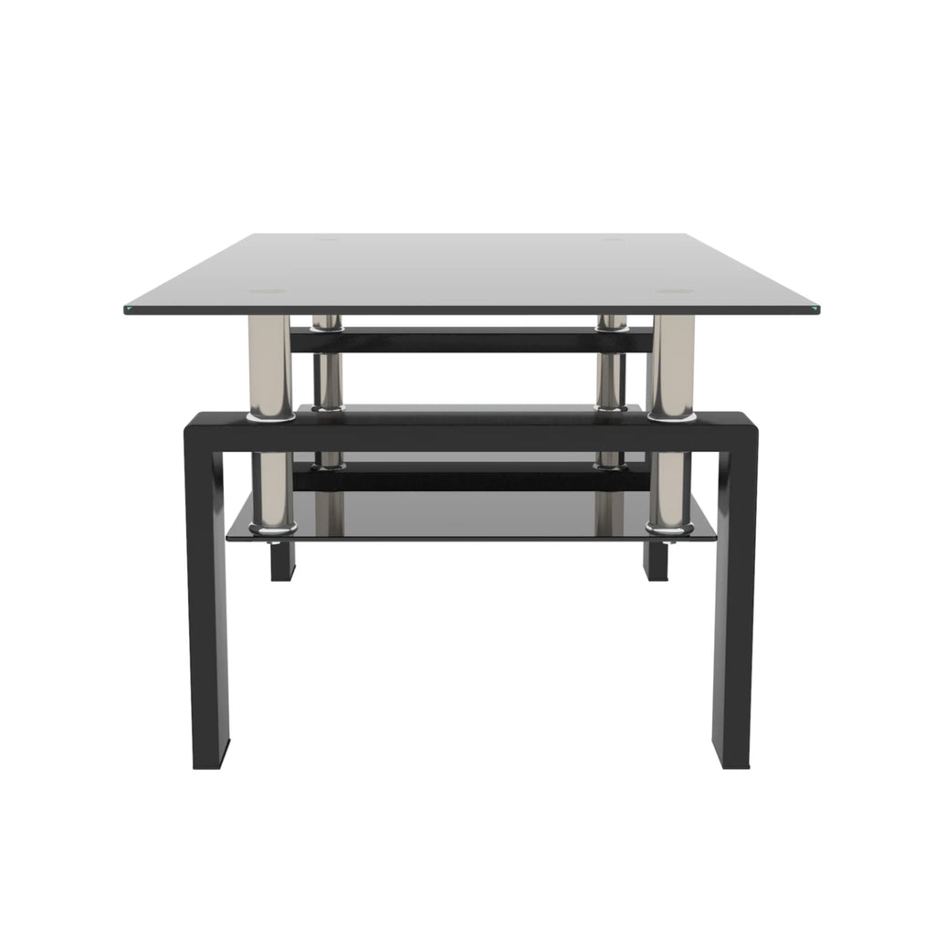 Modern rectangle black glass coffee table with chrome legs by eprolo