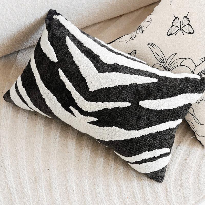 Black and white zebra print rectangular sofa pillow cover by eprolo