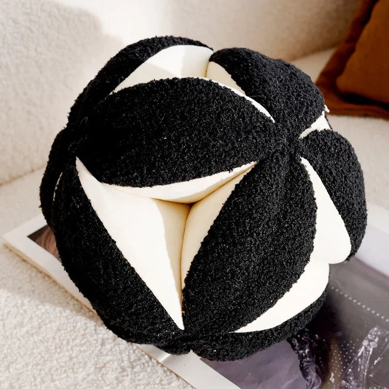 Black and white textured spherical decorative pillow cover by eprolo