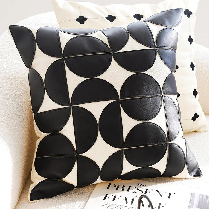 Modern black and white geometric pattern sofa pillow cover by eprolo