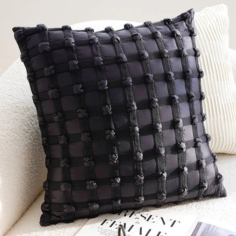 Black textured tufted sofa pillow cover by eprolo
